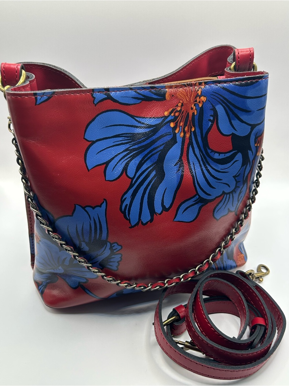 Patricia Nash Ledra Red Leather with Grecian Rose